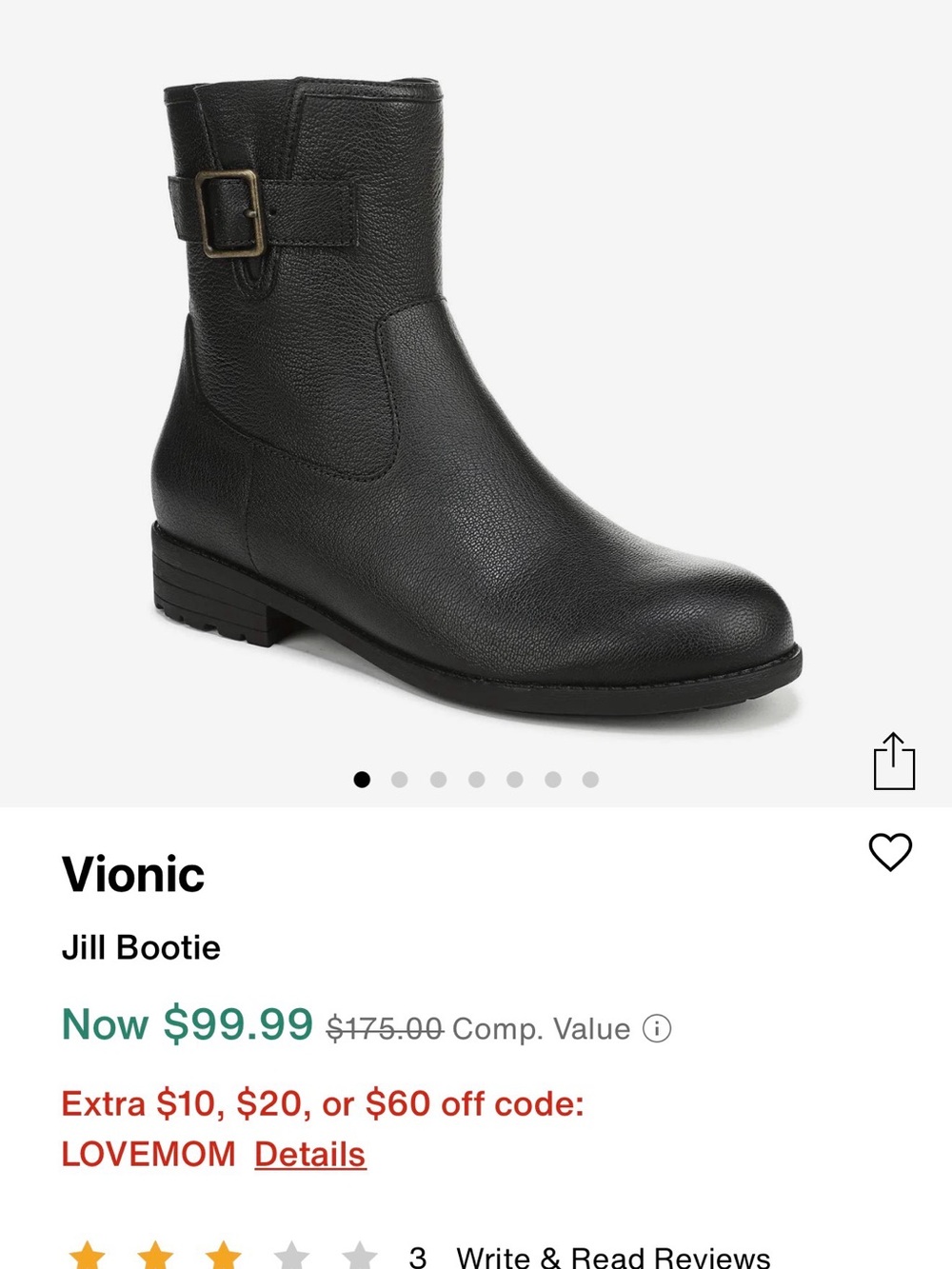 Vionic Jill Bootie Black Ankle Boots